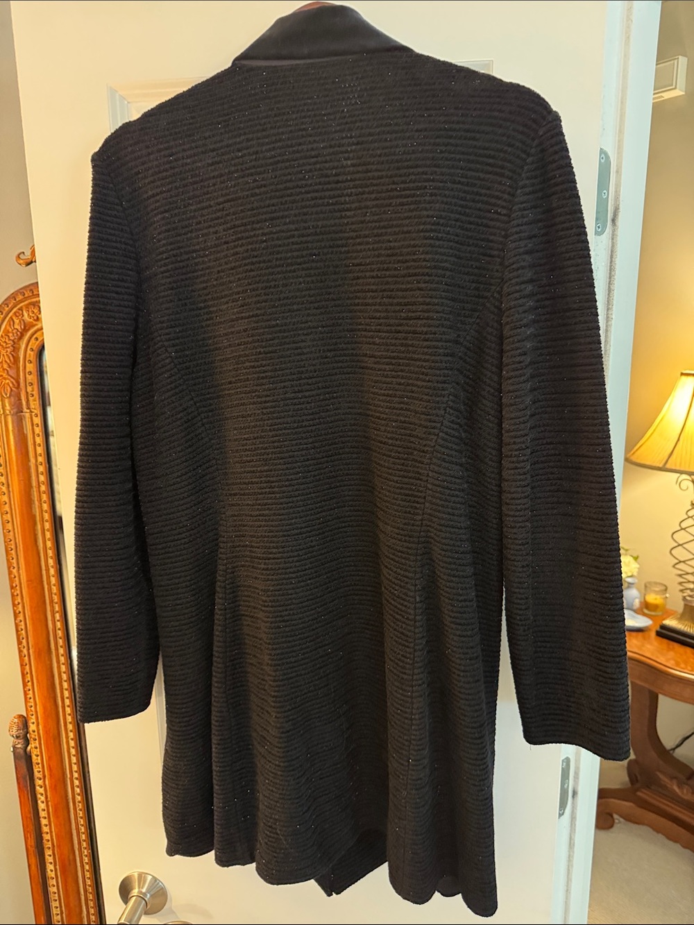 St. John Women’s Black Knit Button-Front Coat - Picture 8 of 8